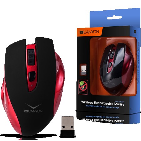 CANYON Wireless Rechargeable Mouse, innovative solution for comfort usage, requires no batteries, the ability to charge from the USB port a