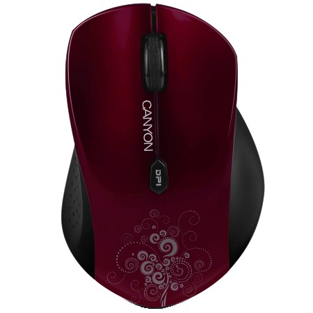 CANYON CNS-CMSW4 Mouse (Wireless, Optical 8001280 dpi, 6 btn, USB, power saving technology), Red (CNS-CMSW4R)