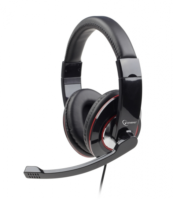 Gembird MHS-U-001 stereo headset, glossy black